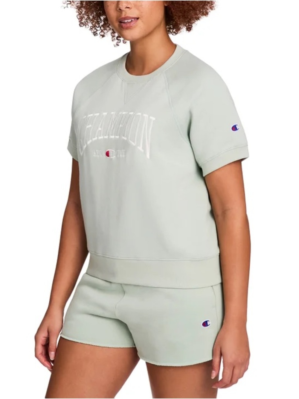 Champion Women's Short Sleeve Logo Fleece Sweater